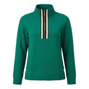 NEW Mary Square SMALL Lula Top Green Quarter Zip Jacquard Textured Pullover